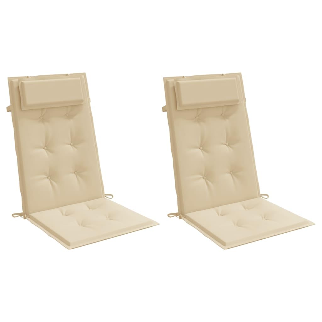 Vidaxl Highback Chair Cushions In Oxford Fabric, 2 Pcs Set In Beige - Ideal For Outdoor And Indoor Use With Soft Foam Fiber Fill