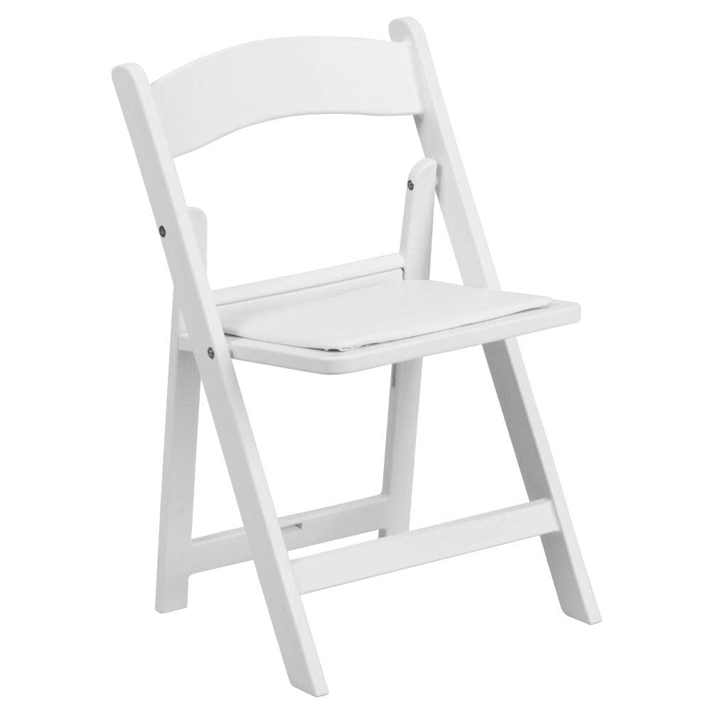 Flash Furniture Hercules Kids Folding Chairs With Padded Seats | Set Of 2 White Resin Folding Chair With Vinyl Padded Seat For Kids