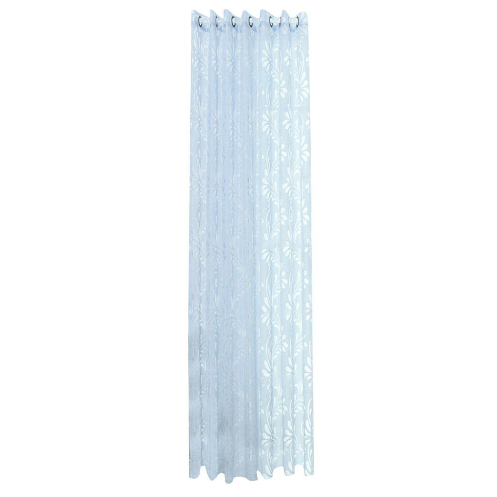 UJEAVETTE Elegant Flower Sheer Window Curtain Voile Drapery Panel 39x98 Blue