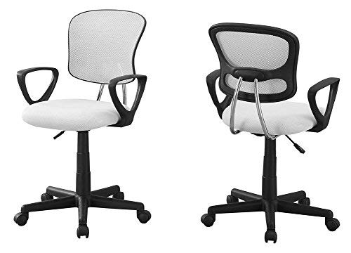 Monarch Specialties 7261, Adjustable Height, Swivel, Ergonomic, Armrests, Computer Desk, Work, Metal, White, Black, Contemporary Office Chair Mesh Juvenile Multi-Position, 23' L x 21.5' W x 33' H