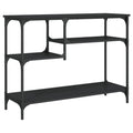 vidaXL Black Engineered Wood Metal Frame Console Table - Industrial Hallway Table with Shelves for Living Room Storage, 39.4"x13.8"x29.5"
