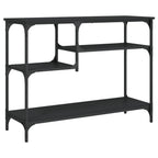 vidaXL Black Engineered Wood Metal Frame Console Table - Industrial Hallway Table with Shelves for Living Room Storage, 39.4"x13.8"x29.5"