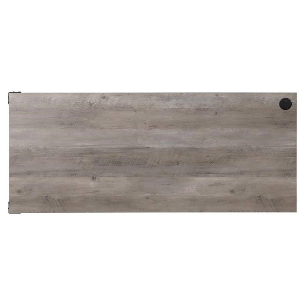 Acme Zakwani Wooden Storage Writing Desk with 2 Barn Doors in Gray Oak and Black