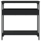 vidaXL Console Table with Adjustable Feet and Shelf - Black, Made from Engineered Wood and Metal for Living Room, Entryway, or Hallway