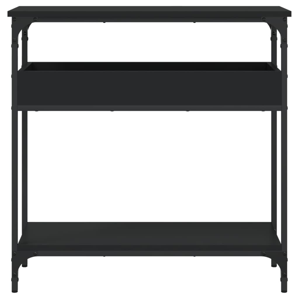 vidaXL Console Table with Adjustable Feet and Shelf - Black, Made from Engineered Wood and Metal for Living Room, Entryway, or Hallway