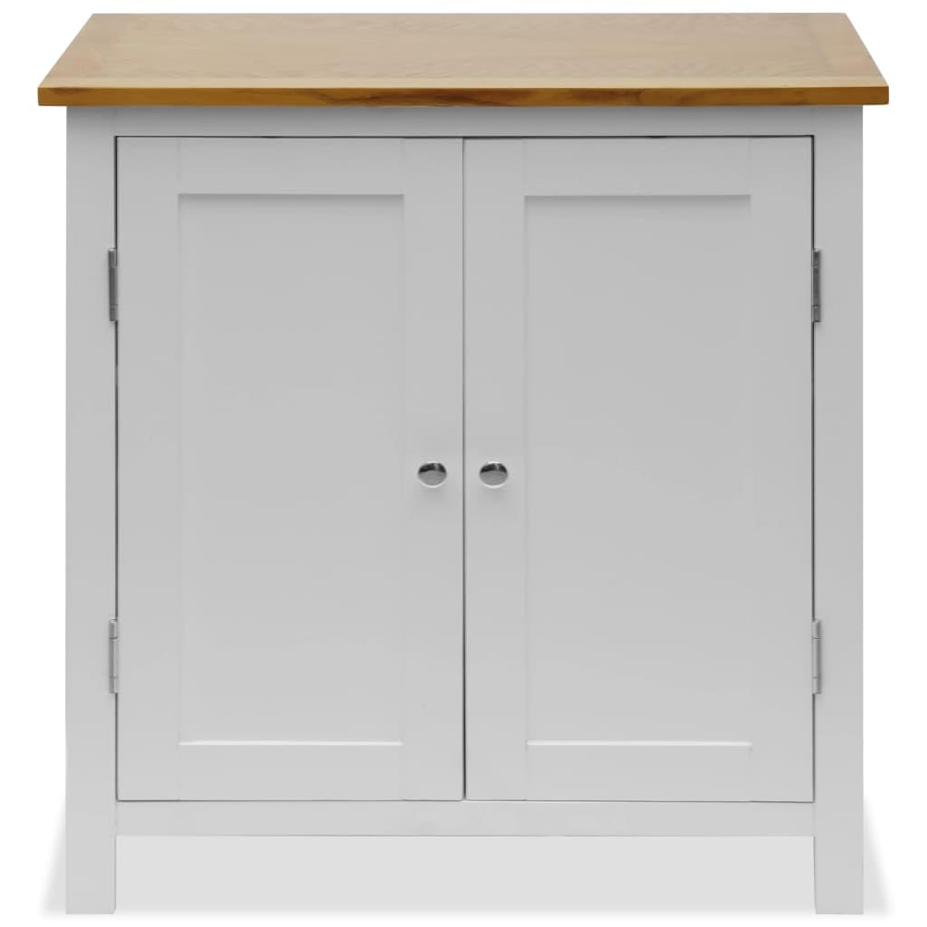 vidaXL Solid Oak Wood Cupboard - Contemporary Farmhouse Style, Two-Tone Design with Ample Storage Space, Sturdy and Durable Sideboard