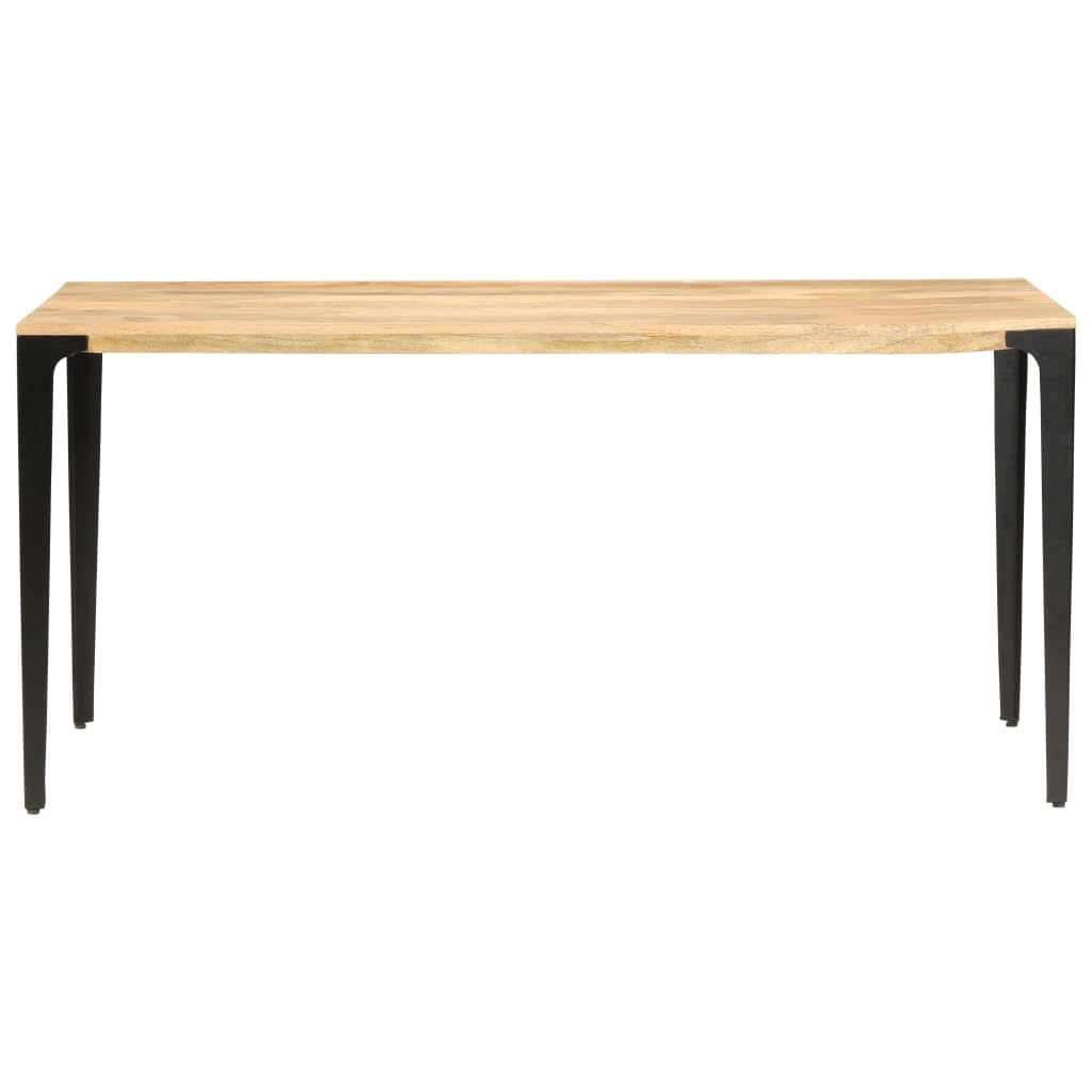 vidaXL Rectangular Dining Table, Solid Mango Wood and Powder-Coated Steel Legs, Stable, Durable, Unique, Easy Assembly, Brown, Industrial Style, Dimensions: 63&quot;x31.5&quot;x29.9&quot;