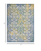 HomeRoots Ivory Blue 100% Polypropylene 4’ x 6’ Ivory and Blue Indoor Outdoor Area Rug