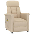 vidaXL Modern Faux Suede Leather Massage Recliner - Cream Color, Adjustable Footrest and Backrest, 6-Point Vibration Massaging Function, Durable Upholstery with Thick Padding