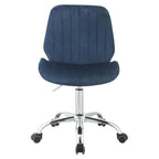 Acme Muata Tufted Velvet Armless Office Chair in Twilight Blue and Chrome