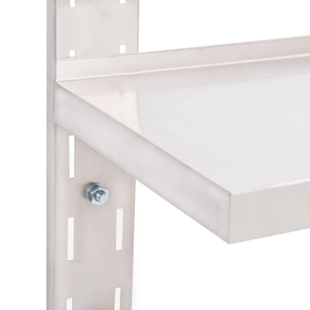 vidaXL 2-Tier Kitchen Wall Shelf Stainless Steel - 47.2&quot;x11.8&quot;, Adjustable Mounting, 88.2lbs Load Capacity, Hygienic Design, Space Saving, Durable, with Wall Mounting Brackets