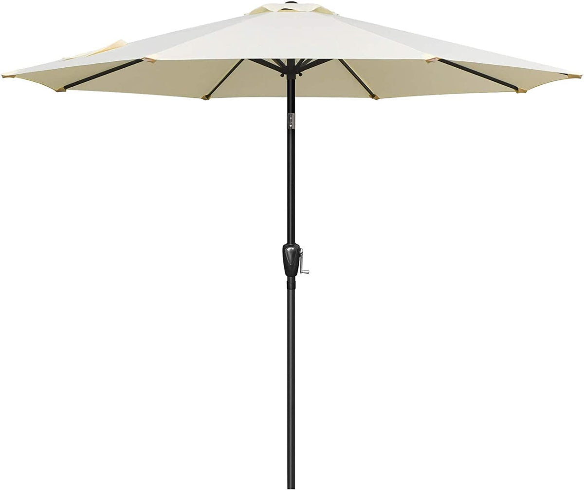 Simple Deluxe 9' Patio Umbrella Outdoor Table Market Yard Umbrella With Push Button Tilt/Crank, 8 Sturdy Ribs For Garden, Deck, Backyard, Pool, Beige