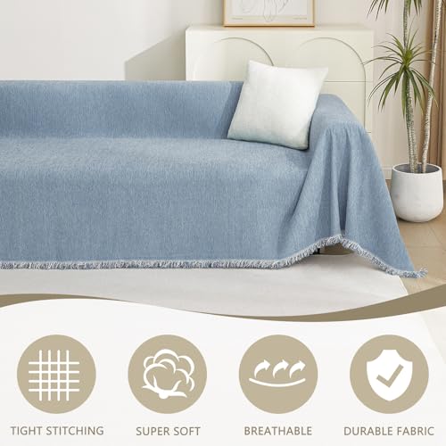 Mysky Home Dog Couch Cover Sofa Covers Sectional Couch Covers For 2 Cushion Couch Sofa Chenille Couch Cover Bedroom Futon Couch Cover L Shape Sofa Cover Pet Couch Cover, 71' X 118', Dark Blue