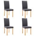 vidaXL Set of 4 Gray Artificial Leather Dining Chairs with Wooden Legs, Comfortable Thick Padding, Modern Design, Easy Assembly, Indoor Use, Ideal for Kitchen and Dining Room