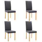 vidaXL Set of 4 Gray Artificial Leather Dining Chairs with Wooden Legs, Comfortable Thick Padding, Modern Design, Easy Assembly, Indoor Use, Ideal for Kitchen and Dining Room