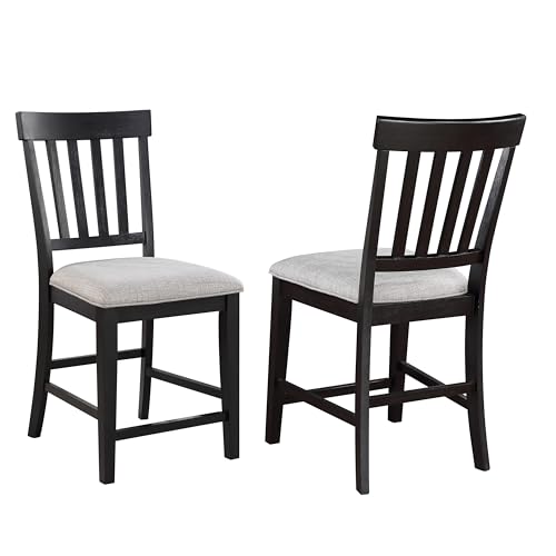 Steve Silver Furniture Halle 5pc Dining Table Set, Farmhouse and Modern Design, Includes One 60 to 78-Inch Table with 18-Inch Leaf and 4 Upholstered Counter Chairs, ?78" L x 42" W x 36.5" H, Brown