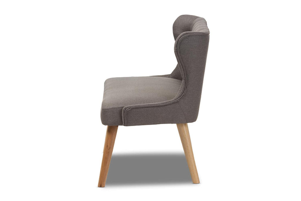 Baxton Studio Melody Tufted Wingback Loveseat in Gray and Light Brown