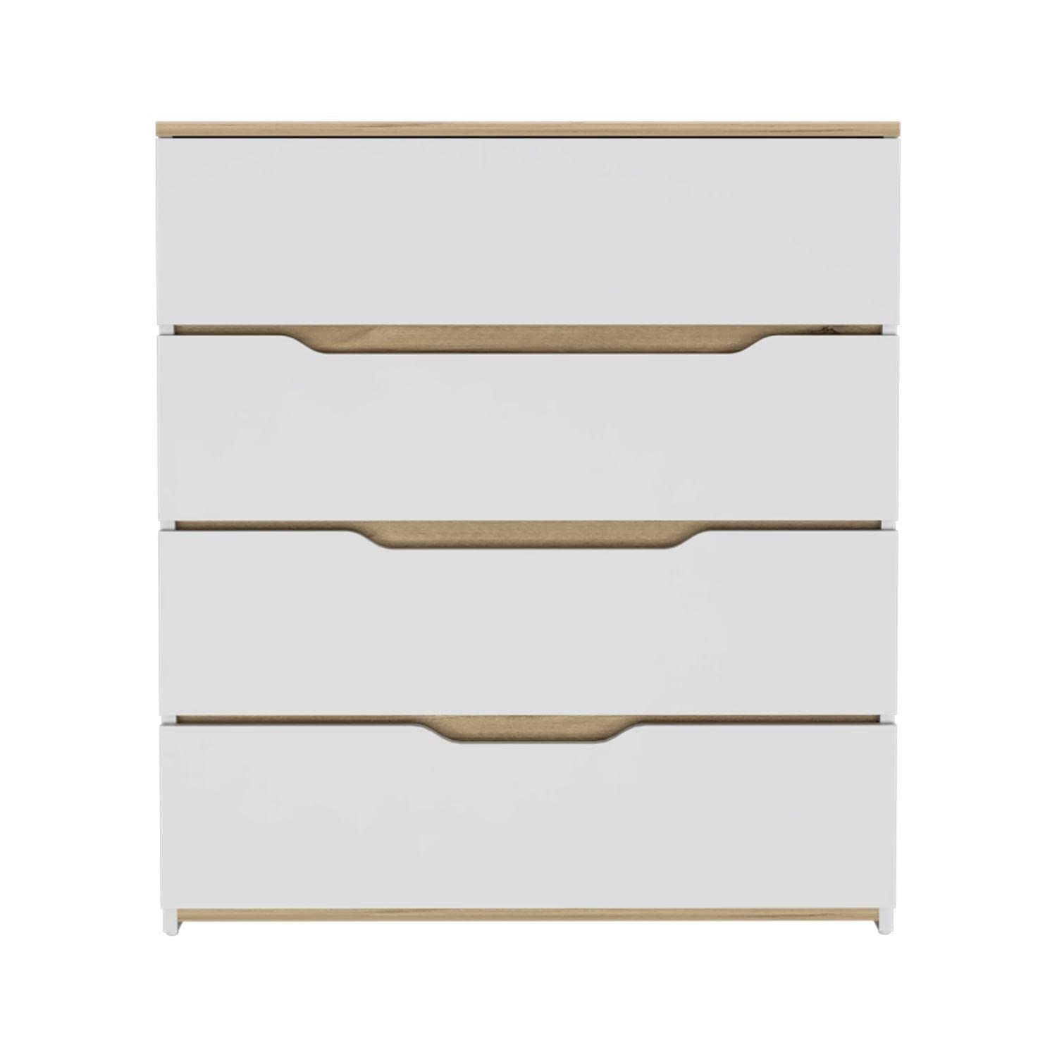 Aralia Dresser With 4 Drawers, Light Oak/White