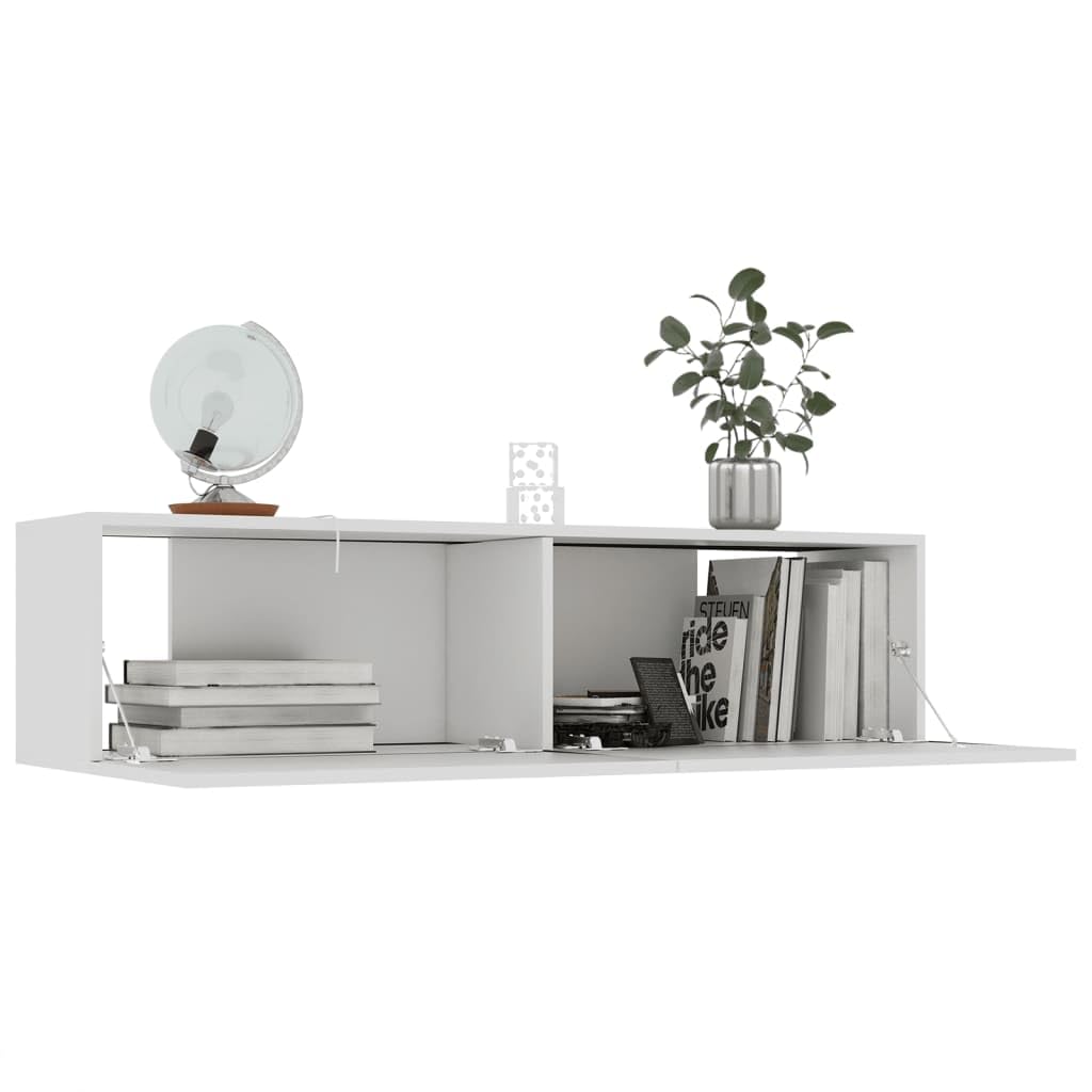 vidaXL TV Cabinet Media Stand Storage Chest Stereo HiFi Display Case TV Bench Table Living Room Home Wooden Furniture White Engineered Wood