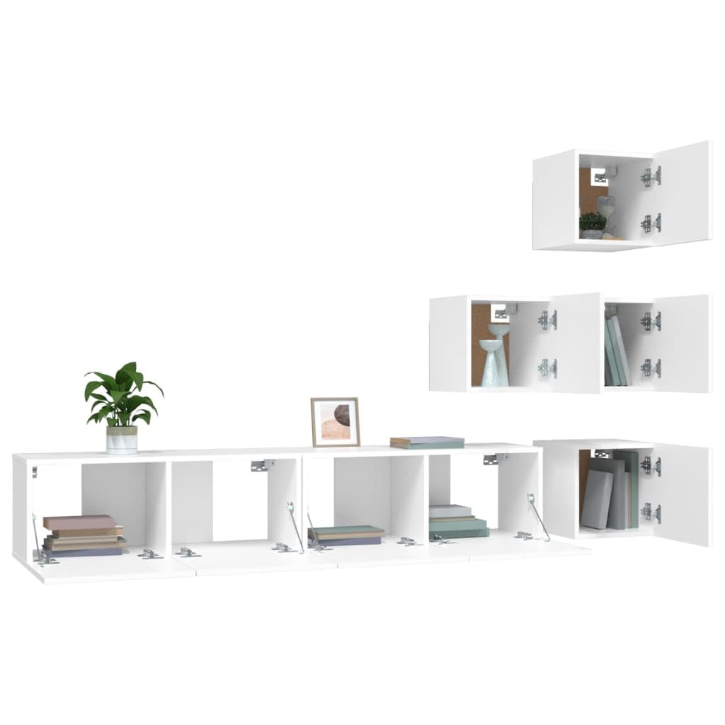 vidaXL TV Stand, Wall Mounted Entertainment Center TV Media Console, Floating TV Stand for Living Room, Modern Style, White Engineered Wood