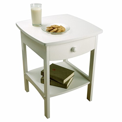 Ergode Claire Curved Nightstand - White | Versatile Bedroom Accent Table | Pull-Out Drawer & Bottom Shelf | (10218-VV)