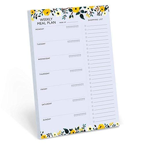Minimalmart Weekly Magnetic Meal Planner Notepad - Food Planning Organizer And Grocery List Pad, Premium 52 Pages, With Tear Awa