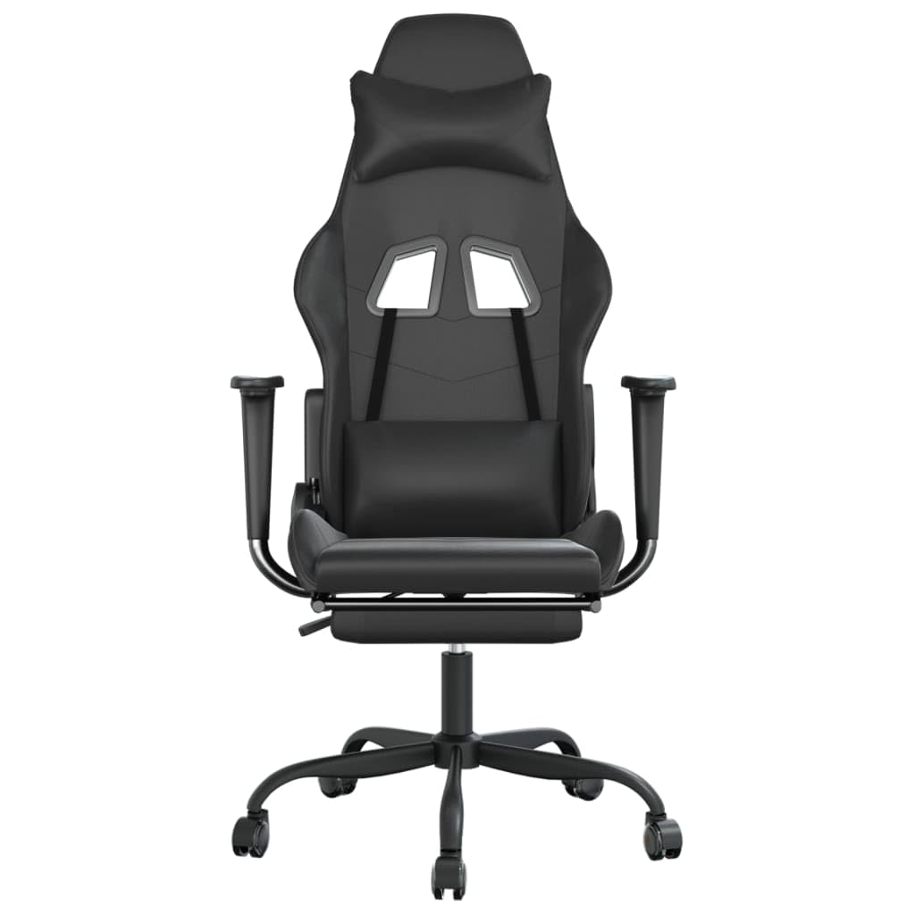 vidaXL Faux Leather Gaming Chair with Adjustable Seat and Backrest – Black Modern Style