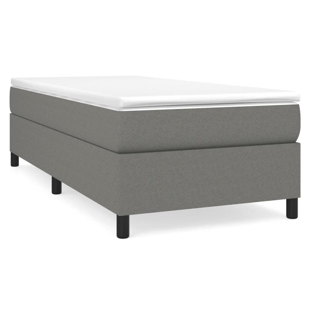 vidaXL Twin XL Fabric Box Spring Bed Frame - Dark Gray Polyester, Plywood and Engineered Wood, Superb Comfort and Durability, California Prop 65 Compliant