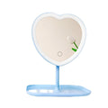 Taolivingmart Vanity Mirror, Heart-Shaped Makeup Mirror with Three-Level Dimming and LED Lights for Girls and Students (Blue)