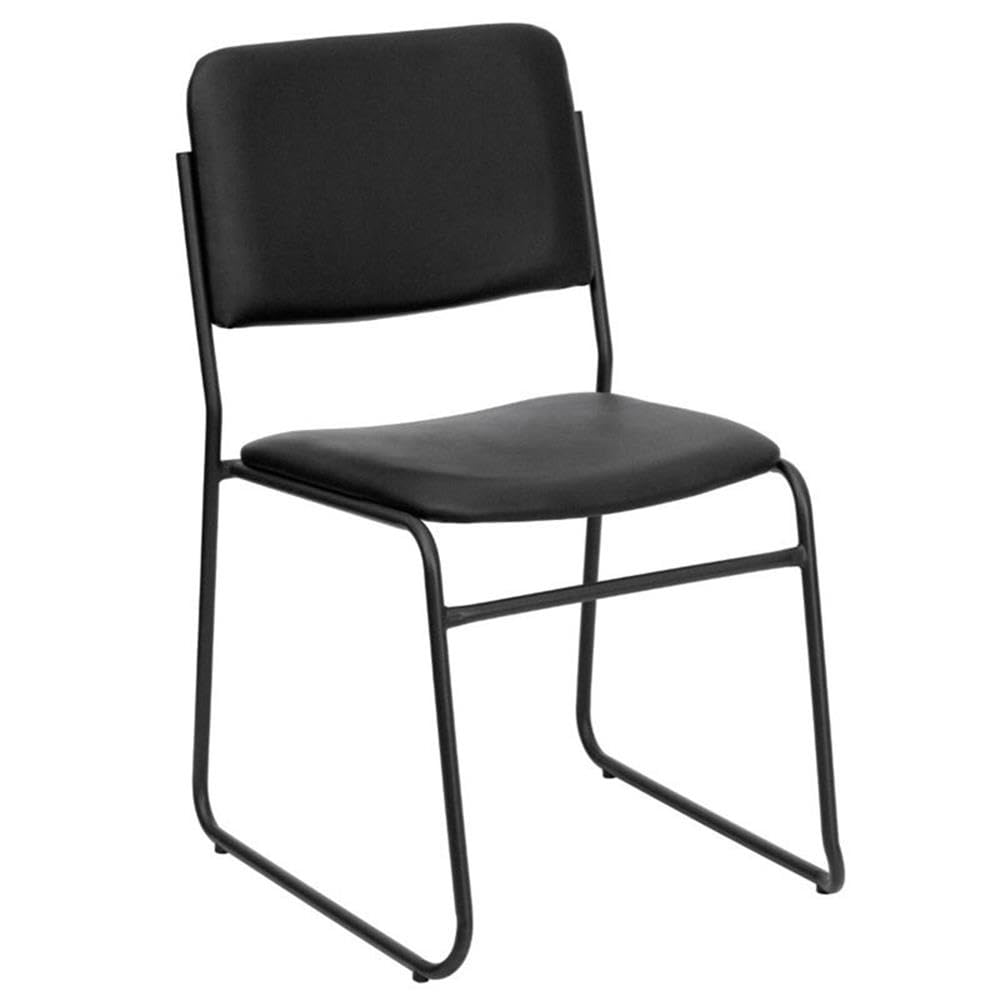 Flash Furniture HERCULES Series 500 lb. Capacity High Density Black Vinyl Stacking Chair with Sled Base