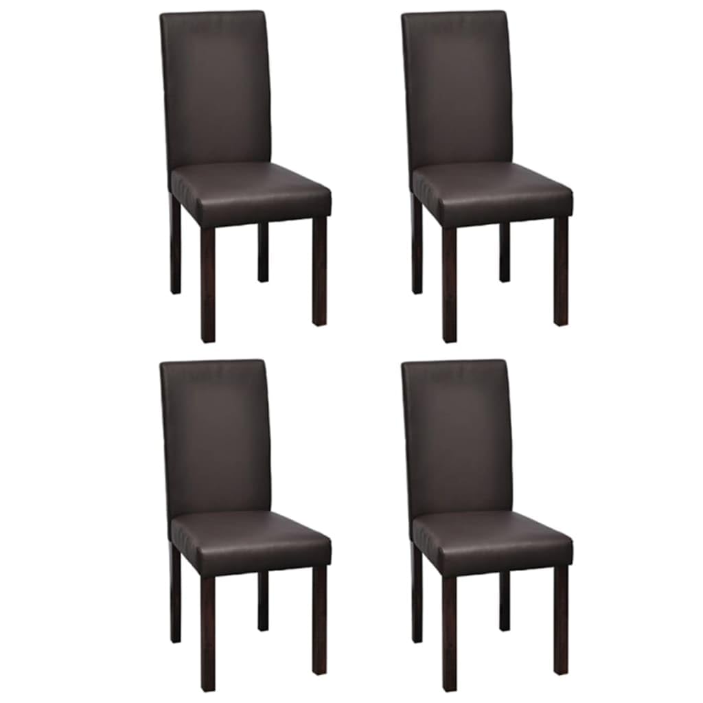vidaXL Scandinavian Stylish Dining Chairs Set of 4 - Brown Faux Leather with Durable Wooden Frame – Easy Assembly Required