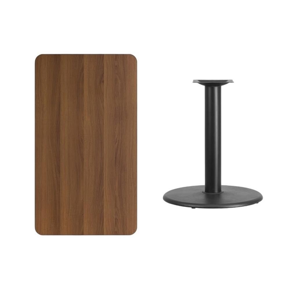 Flash Furniture 24'' X 42'' Rectangular Walnut Laminate Table Top With 24'' Round Table Height Base
