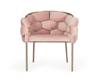 HomeRoots Metal, Fabric Pink Geo Velvet and Brushed Brass Velvet Dining Chair