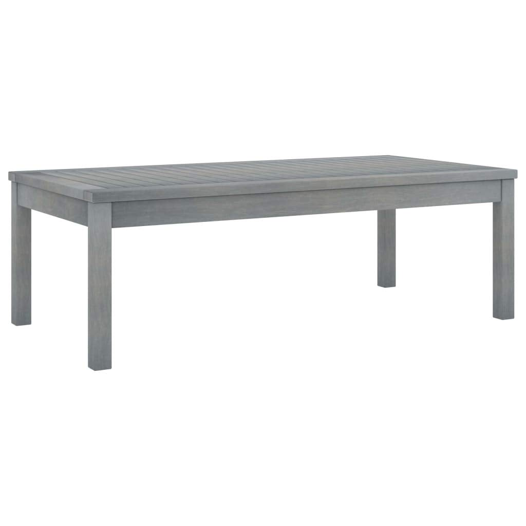 vidaXL Outdoor Coffee Table - Solid Acacia Wood - Gray Wash Finish - Slatted Tabletop Design - Weather Resistant - Perfect for Patio, Garden, Deck or Poolside Use-Like New Condition