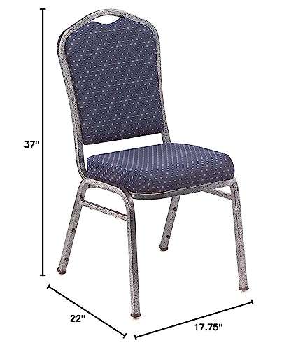 National Public Seating NPS 9300 Series 37&quot; Metal and Fabric Stack Chair in Diamond Navy/Silvervein