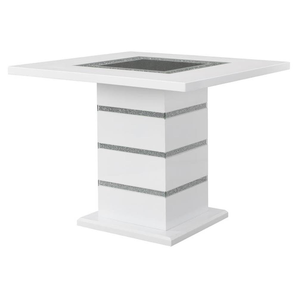 Acme Furniture Square Counter Height Table, White and Black