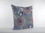 HomeRoots Red, Orange, Blue, Green On Gray Broadcloth 20â€ Gray Pink Floral Indoor Outdoor Throw Pillow