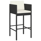 vidaXL 4-Set Modern Poly Rattan Bar Stools with Cushions in Black - Sturdy, Weather-Resistant Outdoor Furniture with Steel Frame, Lightweight and Ideal for Garden Parties, BBQs