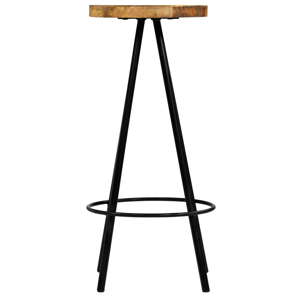 vidaXL Industrial Style Bar Stools - Robust Solid Mango Wood and Steel Frame - Comfortable Footrest - Easy Assembly - Set of 4