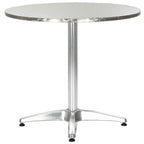 vidaXL Modern Round Patio Table - Silver Outdoor Table with Aluminum Frame and MDF Board with Stainless Steel Cover - 31.5"x27.6" - Ideal for Garden, Balcony or Patio