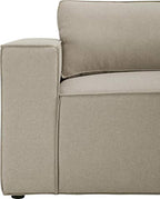 Lilola Home Melrose Modular Sectional Sofa with Ottoman in Beige Linen