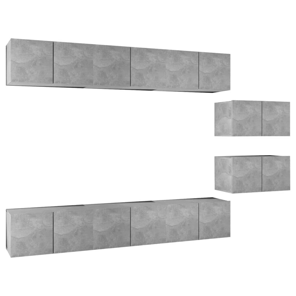 vidaXL 8X TV Cabinets Home Living Room Furniture TV Stand HiFi Stereo Cabinet Media Unit Entertainment Center Concrete Gray Engineered Wood