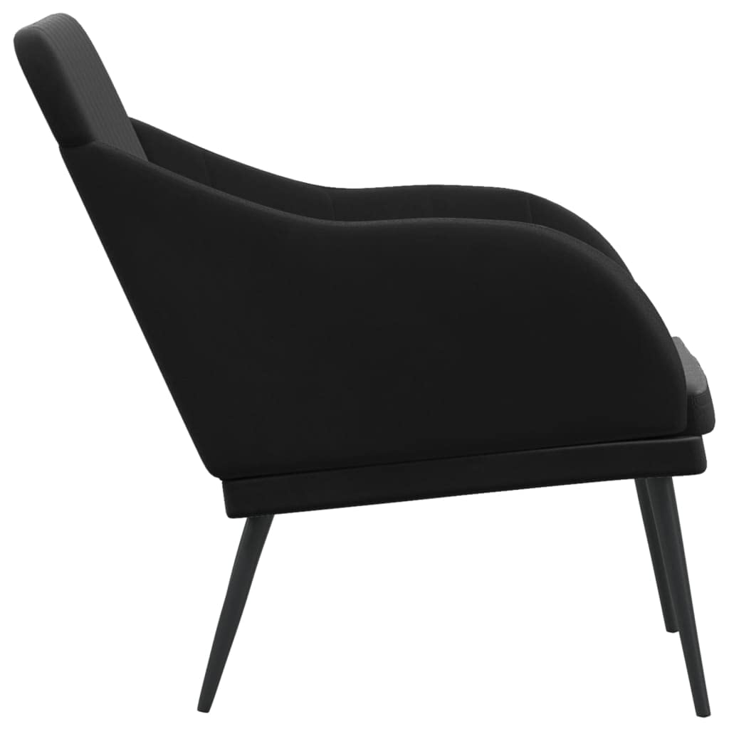 vidaXL Velvet Bench in Black - Soft Luxurious Fabric, Deep Seat with Upholstered Sloping Back and Sturdy Metal Frame for Stability