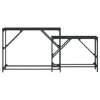 vidaXL 2 pcs Black Nesting Console Tables in Industrial Style with Sturdy Tops - Versatile Usage as Sofa and Entry Tables in Engineered Wood and Metal Frame