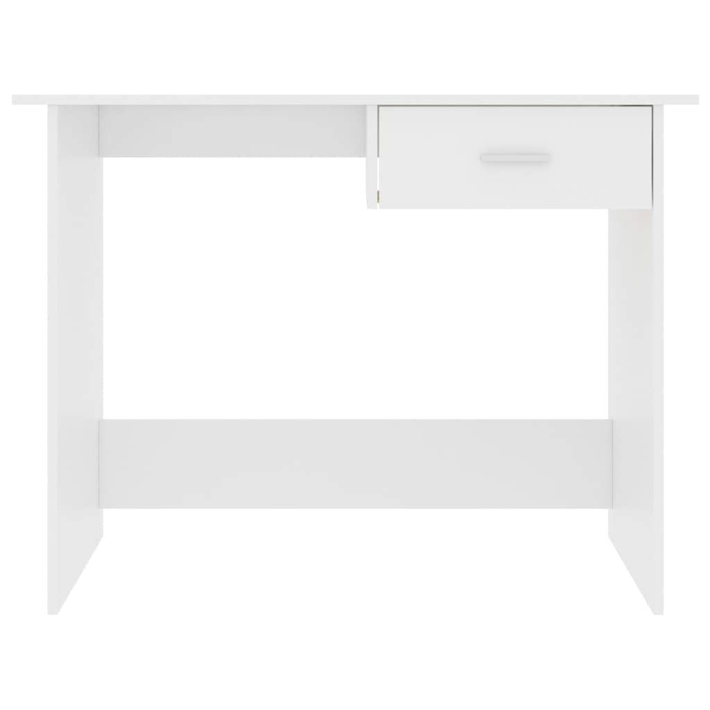 vidaXL Engineered Wood Desk with Drawer Feature, Sleek Modern Design, Ideal for Office and Home Use, Durable and Easy to Maintain - White Color