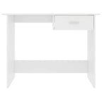 vidaXL Engineered Wood Desk with Drawer Feature, Sleek Modern Design, Ideal for Office and Home Use, Durable and Easy to Maintain - White Color