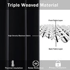 Jiuzhen Black Blackout Curtains With Tiebacks - Thermal Insulated, Light Blocking And Noise Reducing Grommet Curtain Drapes For Bedroom And Living Room, Set Of 2 Panels, 42 X 84 Inches Long