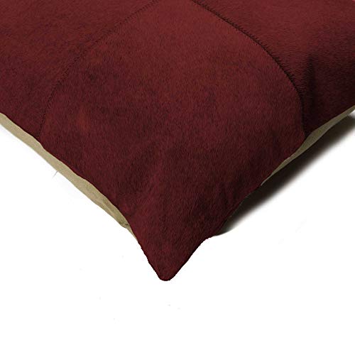 HomeRoots Cowhide, Microsuede, Polyfill Torino Quattro Pillow 18' X 18' - Wine