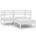 vidaXL Patio Lounge Set - 3 Piece, Solid Pinewood Material, Modular Design, Ideal for Outdoor and Indoor Use, Minimal Maintenance, White