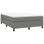 vidaXL Box Spring Bed with Medium-Hard Mattress and Plywood Slats - Modern Dark Gray Fabric Double Bed